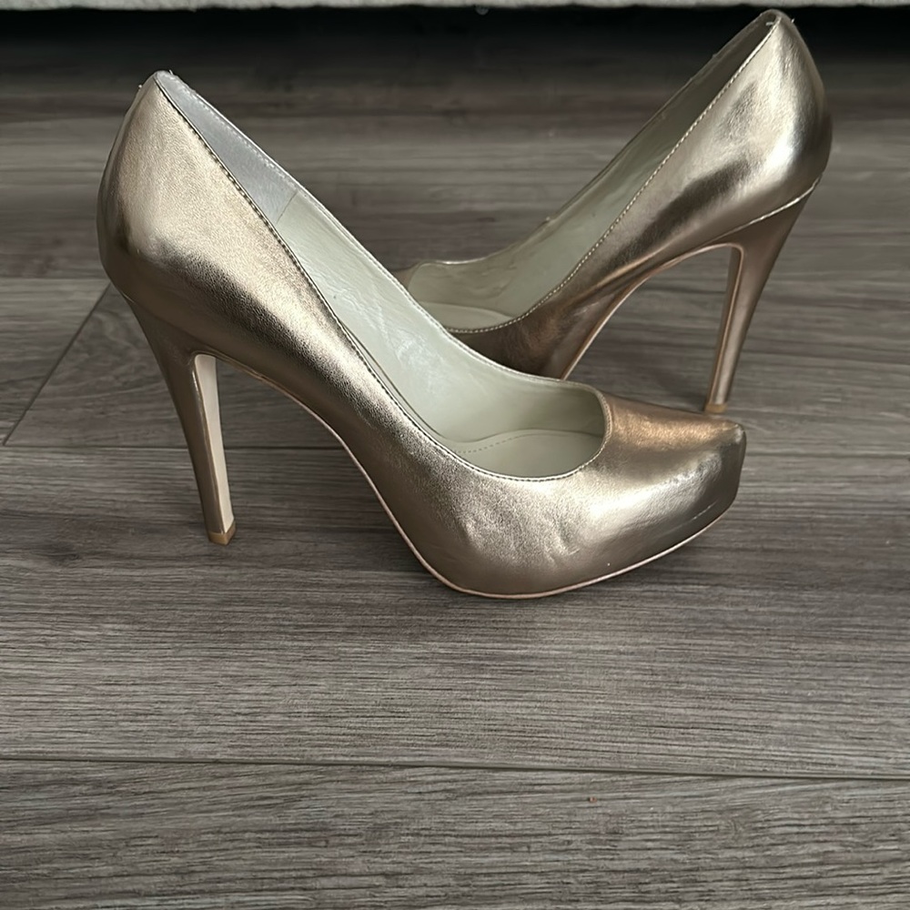 BCBGeneration Gold Almond Toe Platform Pumps